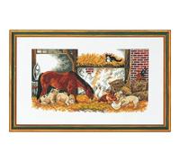 Eva Rosenstand Kit de broderie au point de croix Motif cheval, cochons, poules