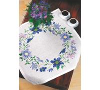 Eva Rosenstand Kit point de croix compté pour décoration de table Motif clématite bleue