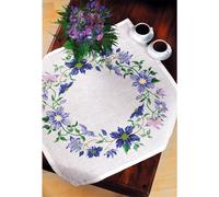 Eva Rosenstand nappe point de croix "Klematis, blau", motif à compter, 82x82cm