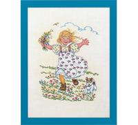 Eva Rosenstand point de croix set "fille avec fleurs", modèle à compter, 30x40cm