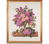 Eva Rosenstand Point de Croix Set "Lilas/Roses", modèle à compter, 45x55cm