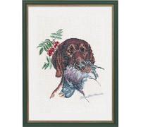 Eva Rosenstand set de broderie au point de croix "Chien de chasse avec pigeon", 30x40cm
