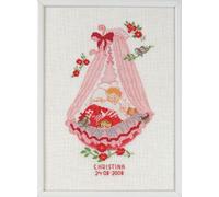 Eva Rosenstand Set de point de croix "Berceau de bébé, fille", modèle de comptage, 35x28cm