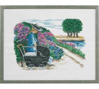Eva Rosenstand Set de point de croix "Fille avec landau", modèle de comptage, 45x35cm