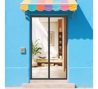 Eva Semi Transparent Rideau Thermique Isolant Anti 95 x 250 cm Coupe Vent Imperméable Épaissir Transparent Eva Rideau de Porte Sans Percage pour Cuisine et Salon, Noir