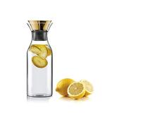 Eva Solo Carafe réfrigérateur – Couvercle basculant, Verre borosilicaté, Acier inox, Brass 1L