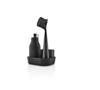 EVA SOLO Ensemble de vaisselle | Porte-savon, distributeur de savon liquide, brosse à vaisselle et éponge | Accessoires de vaisselle | Noir