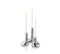 EVA SOLO Lot de 3 bougeoirs Mellow (8, 12, 16 cm) en acier inoxydable - Petit bougeoir - Surface brillante - Lumière relaxante - Pour bougies véritables ou à piles - Design danois - Acier
