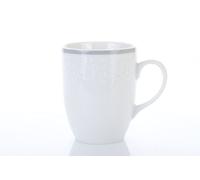 Eva, tasse en porcelaine, 0,37 l, dentelle blanche, bord gris, Thun 1794