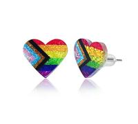 Evadolina Pride Accessoires, 1 paire de boucles d'oreilles cœur arc-en-ciel Pride pour femmes et hommes, accessoires lgbtq, arc-en-ciel, pour événements, festivals et rassemblements, pour unisexe,