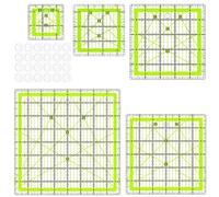 Evadollina 5 Pièces Règle à Courtepointe, Grand Équerre, Règle de Patchwork et 24 Autocollants Antidérapants, Jaune Règle à Coudre, pour Usage Multiple (2,5/3,5/5/6/8 Pouces)