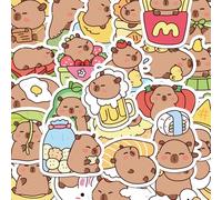 Evadollina Capybara Sticker, 100 Pièces Autocollants Mignons, Capybara, Choses Mignonnes, Autocollants, pour Livres, Ordinateurs Portables, Gourdes, Cadeaux de Noël, Gourdes
