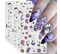 Evadollina Nagelsticker Halloween, 8 feuilles autocollantes pour ongles Halloween, stickers fantômes, art des ongles, charms pour ongles, accessoires pour ongles, design d'ongles, Noël (Type C)