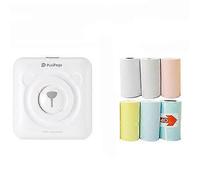 EVAGO Mini Imprimante Thermique A6 Peripage Bluetooth Pour Téléphone Portable Avec 6 Rouleaux de Papier D'impression - Blanc
