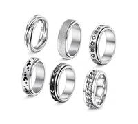 EVAGO Stainless Steel Fidget Band Rings Creative Moon Star Spinner Rings Personalized Anxiety Ring For
