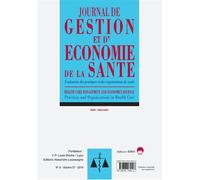 Evaluation Des Pratiques Et Des Organisations De Sante-Jges 6-2019 - Journal De Gestion Et D'economie De La Sante-N°6 Vol 37-2019