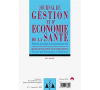 Évaluation des pratiques et des organisations de santé Journal de gestion et d'économie de la santé vol 43 1-2025 - Jérôme Wittwer - Eska - broché - Revue