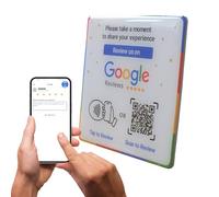 Évaluez-nous sur la plaque - Appuyez sur NFC et QR code - iPhone et Android - Adhésif 3M - Pas d'abonnement (carré - 10 x 10 cm)