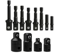 Evance 12 Adaptateurs de Douilles à Choc,8pcs 5 Taille Extension à Tige Hexagonale de 1/4 vers 1/4", 3/8" et 1/2",4Pcs Adaptateur Cliquet,Reducteur Carre,3/8" ver 1/4" 1/2", 1/4 1/2 vers 3/8| CR-V