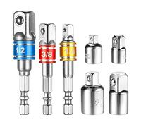 EVANCE 7pcs Adaptateur Douille 1/2 3/8 1/4 Forets Hexagonale Adaptateur Set Clé d'écrou Reducteur Socket Adaptor Converter Clés à Rochet Embouts