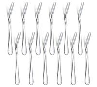 Evanda 13.3cm Fourchettes à gâteaux 12 pièces, Set de fourchettes à pâtisserie en acier inoxydable, Fourchettes à dessert, Mini fourchettes à fruits, Fourchettes à hors-d'œuvre pour la maison, fête