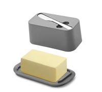 Evanda Beurrier avec couvercle pour comptoir et étagère de porte de réfrigérateur avec couteau à épandeur de beurre, gardien de beurre, porte-beurre en plastique Récipient de plateau