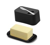 Evanda Beurrier avec couvercle pour comptoir et étagère de porte de réfrigérateur avec couteau à épandeur de beurre, gardien de beurre, porte-beurre en plastique Récipient de plateau