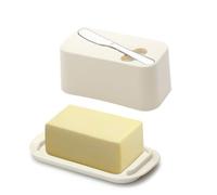 Evanda Beurrier avec couvercle pour comptoir et étagère de porte de réfrigérateur avec couteau à épandeur de beurre, gardien de beurre, porte-beurre en plastique Récipient de plateau