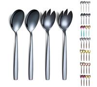 Evanda Ensemble de Couverts à salade noire, ensemble de service de salade en acier inoxydable placage titane noir avec placage noir titane, cuillère à salade, serveurs à salade, paquet de 4