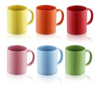 Evanda Ensembles de Mugs 6 pièces, grandes tasses à café de 350 ml pour le café, le thé et les boissons chaudes, lavables au lave-vaisselle (couleurs mélangées)