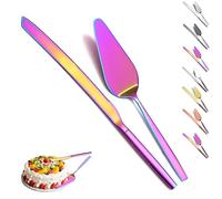 Evanda Rainbow Wedding Cake Knife and Server Set, Rainbow Titanium Plating Cake Cutte, Pie Server for Everyday, Wedding and Birthdays, Lav au lave-vaisselle