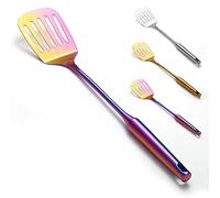 Evanda Spatules en acier inoxydable, spatule ajourée arc-en-ciel, spatules de cuisine pour ustensiles de cuisine antiadhésifs, passent au lave-vaisselle, faciles à nettoyer