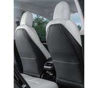EVandCAR Tesla Model 3/Y/2021+S Lot de 2 protections de dossier de siège en cuir, résistantes à l'usure avec poche de rangement