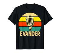 Evander Microphone rétro avec nom Amusant des années 80 Vintage Lovers T-Shirt