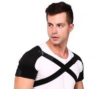 EvAnem Attelle D'épaule pour Hommes Et Femmes, Attelle De Soutien D'épaule Réglable, Protection D'enveloppe D'épaule Double Support D'épaule, Support D'épaule pour Soulager La Douleur,L