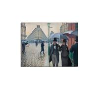 EVANEM Célèbres d’art mural images sur toile. Gustave Caillebotte Peinture sur toile. « Paris, un jour de pluie Reproduction peinture à l’huile pour salon décoration 80x110cm non encadré