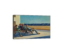 EVANEM Célèbres images d’art mural Edward Hopper. La toile moderne imprime « People in the Sun ». Célèbre reproduction de peinture à l’huile pour Living Home Decor 40x64cm Cadre noir