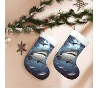 EVANEM Chaussettes de Noël personnalisées en peluche de 45,7 cm avec motif requins amusants - Décoration de Noël pour la famille, les vacances - Sacs de chaussettes pour décoration de fête