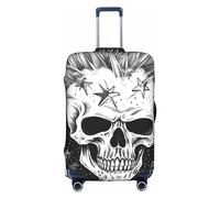 EVANEM Housse de protection élastique pour valise, motif feuilles translucides, anti-rayures, convient aux bagages de 45,7 à 81,3 cm, Tête de mort punk blanche, S