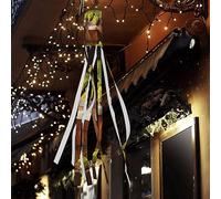 EVANEM Manche à air avec cônes de bière et de houblon pour Halloween avec lumières DEL durables à suspendre pour cour, décoration de fête d'Halloween, porche, terrasse, pelouse, jardin, 150 cm