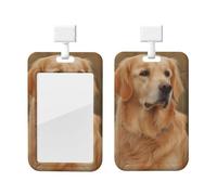 EVANEM Porte-badge coulissant pour bureau en plastique avec fenêtre transparente - Étui de protection pour badge Golden Retriever - Protection rigide pour permis de conduire