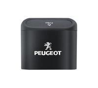 EVANEM Poubelle de Voiture pour Peugeot, Mini Poubelle de Voiture Type Suspendu, Étanche, avec Couvercle Noir, 15.5 x 14.1 x 7.5 cm