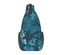 EVANEM Sac de poitrine en croix haute définition sac à bandoulière durable sac à dos décontracté sac de voyage pour unisexe, Algues bleues de mer, Taille unique