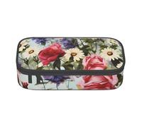 EVANEM Terrazzo Trousse à crayons pastel marbrée grande capacité double couche pour étudiant, trousse de papeterie de bureau, trousse à crayons portable, Fleurs sauvages de jardin, Taille unique,