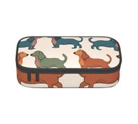 EVANEM Trousse à crayons « Calm Sea Sunset » - Grande capacité - Double couche - Pour étudiant - Trousse de papeterie de bureau - Trousse portable, Chiens Teckel mignons, Taille unique, Trousse de