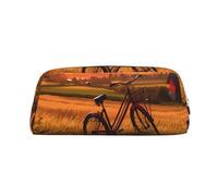EVANEM Trousse à crayons en cuir avec fermeture éclair Motif teckel mignon, Vue rurale du coucher de soleil, Taille unique, Pochette à monnaie