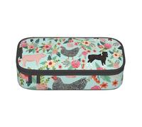 EVANEM Trousse à crayons en forme de chat, grande capacité, double couche, trousse à crayons pour étudiant, trousse de papeterie de bureau, trousse à crayons portable, Animal de la ferme, Taille
