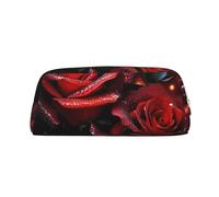 EVANEM Trousse à crayons japonaise en cuir avec fermeture éclair et motif prune printanière, Roses rouges., Taille unique, Pochette à monnaie