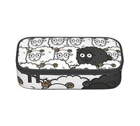 EVANEM Trousse à crayons mignonne avec motif renne de Noël, grande capacité, double couche, trousse pour étudiant, trousse de papeterie de bureau, trousse portable, Mouton noir et blanc, Taille