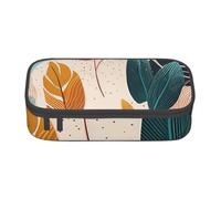 EVANEM Trousse à crayons mignonne libellule, grande capacité, double couche, trousse à crayons pour étudiant, trousse de papeterie de bureau, trousse à crayons portable, Feuilles Boho, Taille unique,